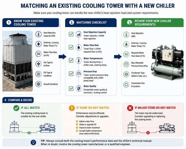 Matching an existing cooling tower with a new chiller existing cooling towers and chillers matching assessment