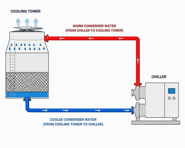 Condenser-water loop between cooling towers and chillers cooling towers and chillers condenser water loop diagram