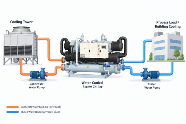 Industrial water-cooled chiller system pros and cons of water-cooled chillers in an industrial plant