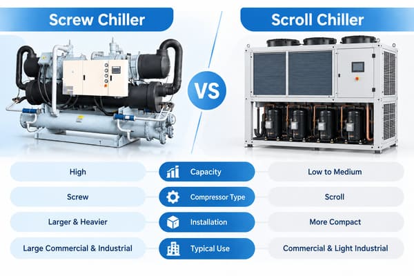 screw and scroll compressor chillers comparison for industrial cooling