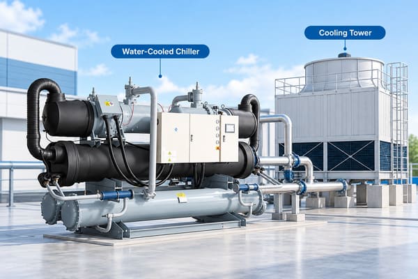 water-cooled chiller package and cooling tower
