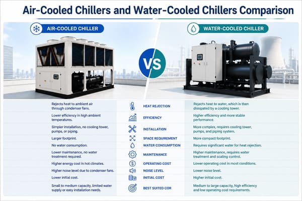 air-cooled chillers and water-cooled chillers comparison