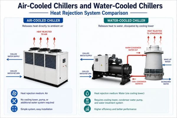 air-cooled chillers and water-cooled chillers heat rejection system
